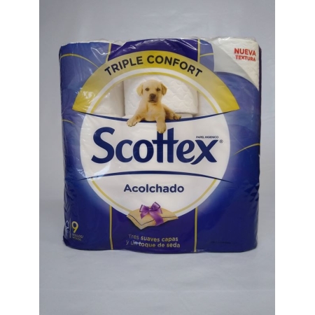 SCOTTEX HIGIENICO BCO ACOLCHADO 3 C PAK- 9 ROLLOS