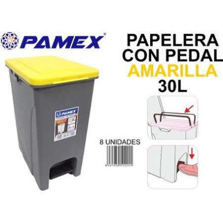 PAMEX PAPELERA PLAST GRIS 30 L T/AMAR C/PEDAL R.2241 (SPP)