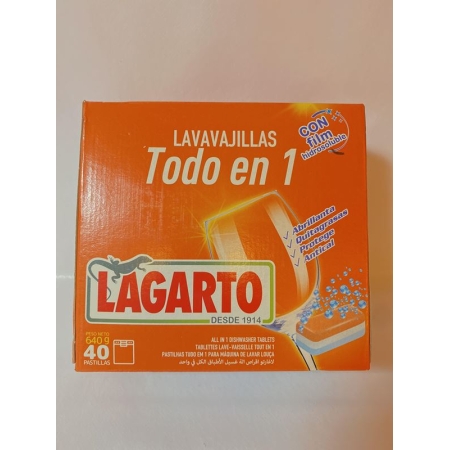 LAGARTO LAVAVAJILLAS TODO EN UNO 40 PASTILLAS