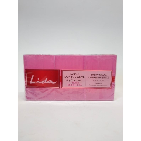 LIDA JABON MANOS ROSA MOSQUETA 125 GR 3X2 PAST.