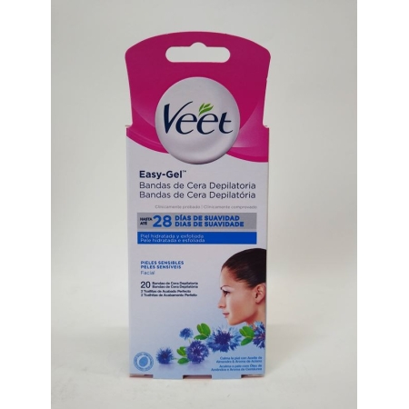 VEET BANDAS DEPILAR FACIAL PURE P. SENS HIPOALERG 20 UNID