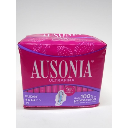 AUSONIA COMPRESA AIR DRY SUPER ALAS 12 UNID