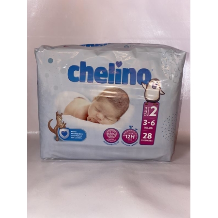 CHELINO PAÑAL RECIEN NACIDO 3-6 KG T-2 28 UNID