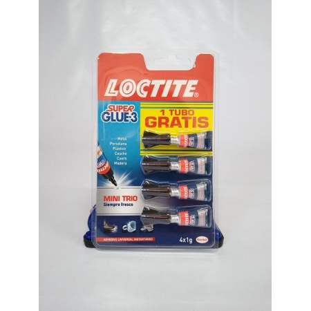 SUPER GLUE-3 LOCTITE PEGAMENTO MINITRIO 3 X 1 GR