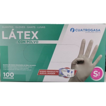 CUATRO GASA GUANTE LATEX C/ POLVO PACK-100 T/ PEQ (S)