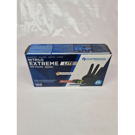 CUATRO GASA GUANTE NITRILO NEGRO EXTREME LITE 5 GR PACK- 100 T/ MEDIANA (M)