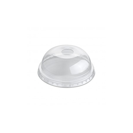 TAPA VASO PET CÚPULA CON AGUJERO Ø 92 MM PAK- 100 UNID