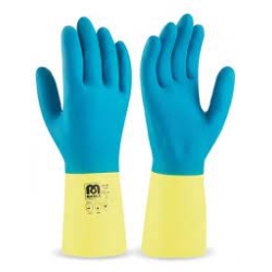 RUBB GUANTE LATEX BICOLOR FLOC BIC100 T/PEQUEÑA (S)(AM)