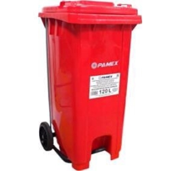 PAMEX CONTENEDOR ROJO CON TAPA 120 L REF- 0215 (SPP)