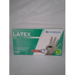 CUATRO GASA GUANTE LATEX C/ POLVO PACK-100 T/ GDE (L)